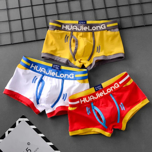 3Pcs/Set Cotton Panties For Men Trendy U Convex Design Boxer Shorts