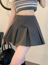 Pleated Grey Mini Skirt Women H