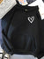 Simplic Heart Print Women Sweatshirt Soft Casual Loose Vintage Female Hoodies