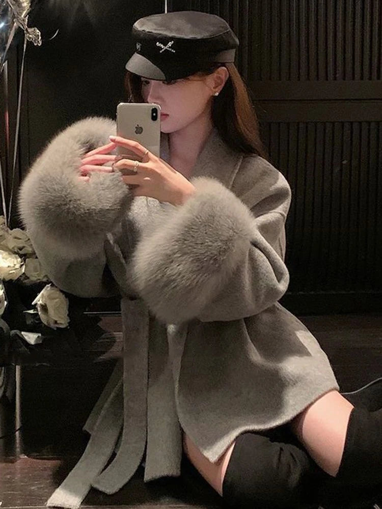 Patchwork Woolen Coat Beautiful Jacket Autumn 2024