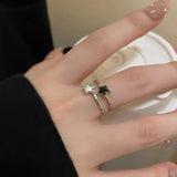 Shine Bright in 2023: Kpop Fashion Star Double Layer Rings - Aesthetic Jewelry