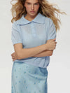 Wolfeel Summer New Polo Collar Hollow Knitted Short Sleeved Sweater Women's