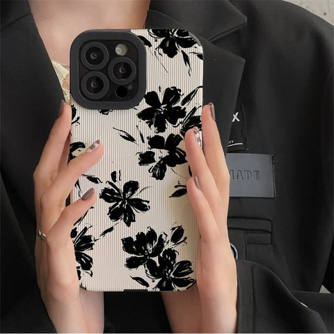 Ink Painting Flowers iPhone Case: Shockproof Silicone Cover