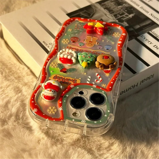 Cute Cartoon Christmas Elk Snowman Phone Case For iPhone Clear Silicone Cover
