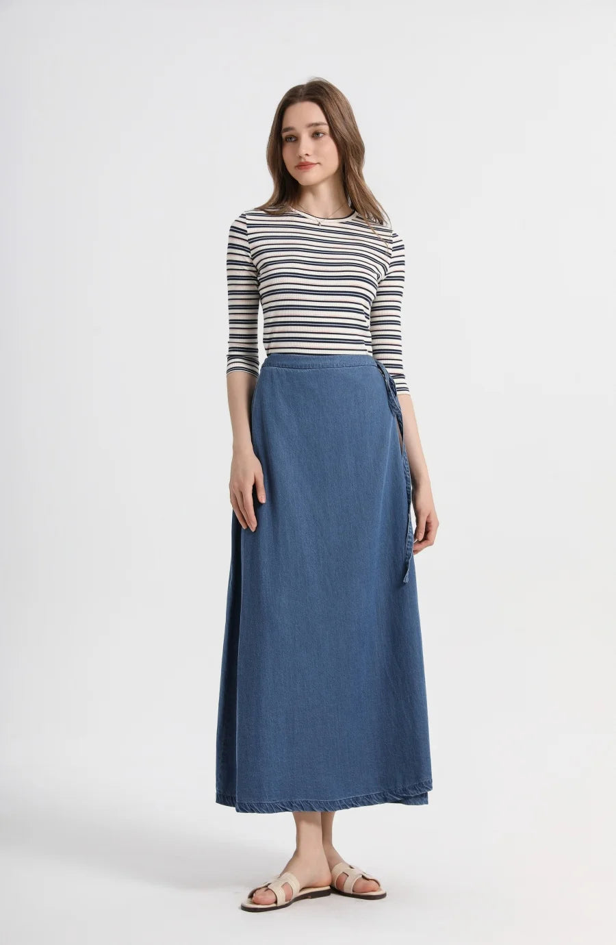 summer woman  linen one pieces  wrap skirts adjustable waist 2cm skirt