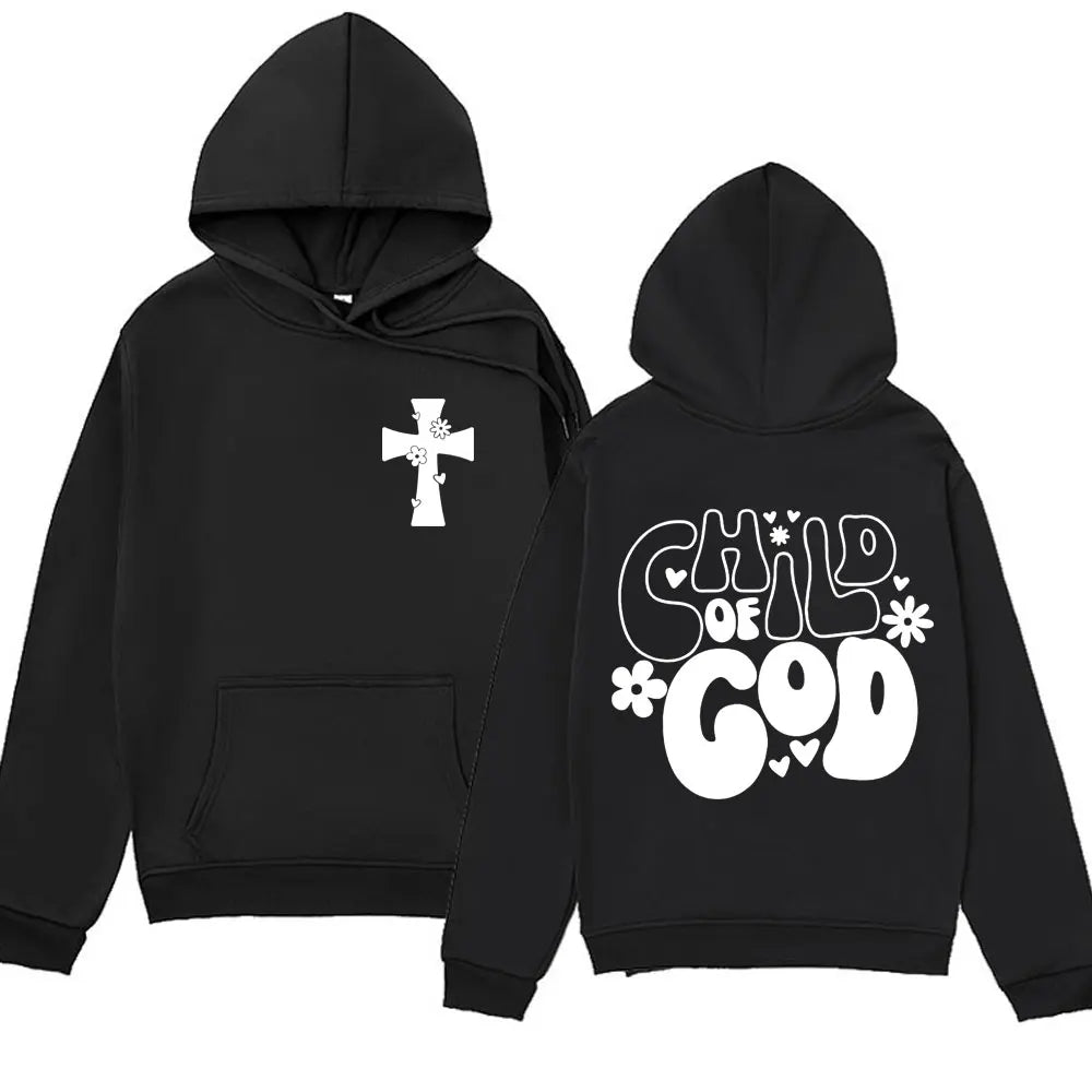 Child of God Print Hoodie Jesus Christian Funny in Hip Hop Streetwear