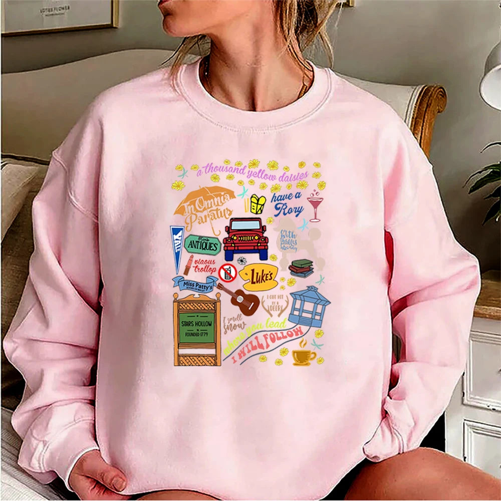Vintage Gilmore Girls Stars Hollow Dragonfly Luke's Diner Sweater