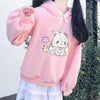 2024 Spring Women Lace Neck Cute Harajuku Kawaii Sweatshirt Lolita Girl Pink Pullover