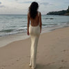 Summer Women's Solid Backless Maxi Dress Sleeveless