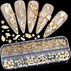 Gold Nail Rhinestone 12 Grids Multi-Shaped Flat Back Gemstones 3D