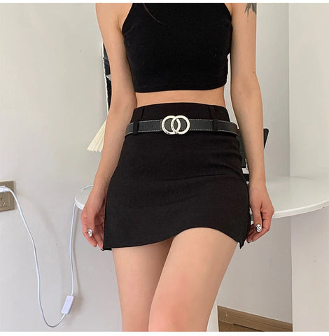 New Dress Belt Double Ring Buckle Simple All-Match Personality Trousers Belt