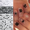 Cartoon Black Cat Nail Stickers Cute Graffiti Painting Kitten Designs