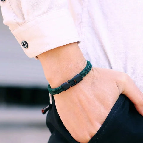 Modern Men's Bracelet: Stackable Double Layer Thread Design