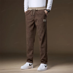 Autumn Winter Corduroy Pants Men Elastic Waist Drawstring