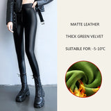 2024 Winter Velvet PU Leather Pants
