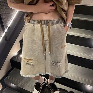 Men's New Style Spliced button Zipper Loose Versatile Casual Shorts