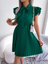 Bow Collar Lace-Up Dress