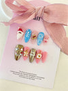 Holiday Chic Handmade Almond Press On Nails Santa Claus Snowflakes