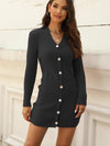 Women’s Midi V-neck Sweater Bodycon Fall Winter Dress