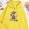 Pink Hat Skull Print Stay Weird Letter Man Hoodies Soft Fleece