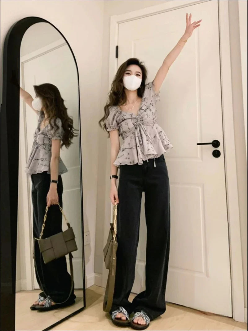 Luxury Women's Chiffon Blouse Skirt