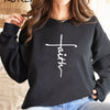 Faith Cross Hoodie Christian Women Crewneck Sweatshirt