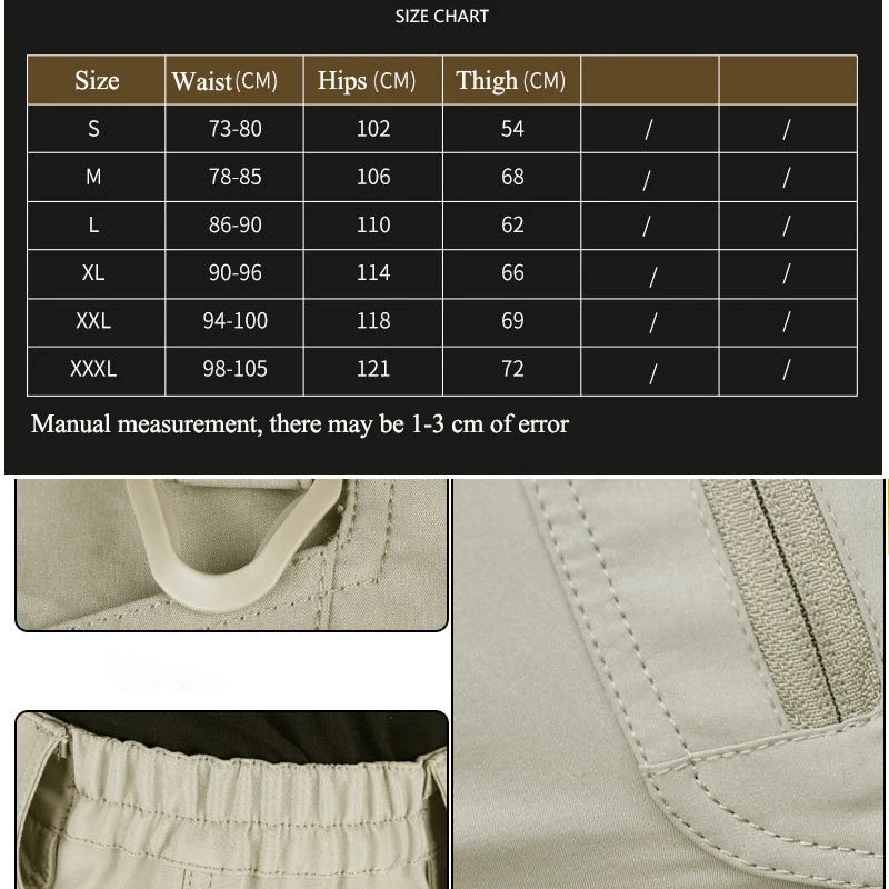 Tactical Pants Quick Dry Short Trousers Male Hiking Hunting Pant Multi-Pocket Knee