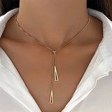 Pendant Necklace Stainless Steel Simple Charm Y Lariat Necklaces for Women