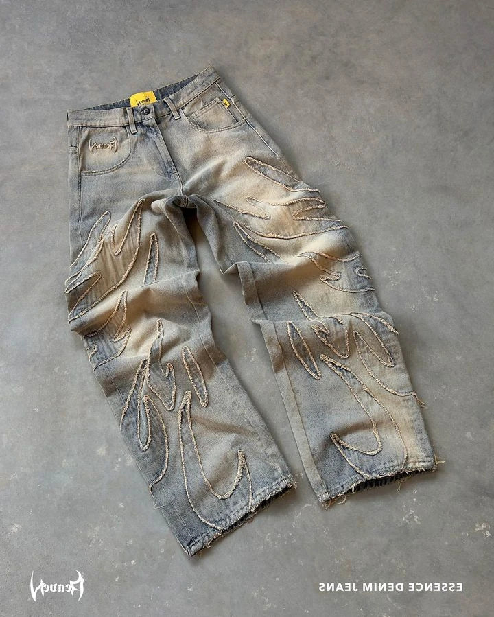 Streetwear Jeans Y2K Pants Punk Rock Hip Hop Retro Baggy High Waisted Wide