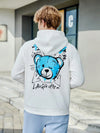 Blue Happy Bear Slogan Hoodies For Male Casual Hoody