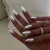 Pearl White Chrome Nails Art