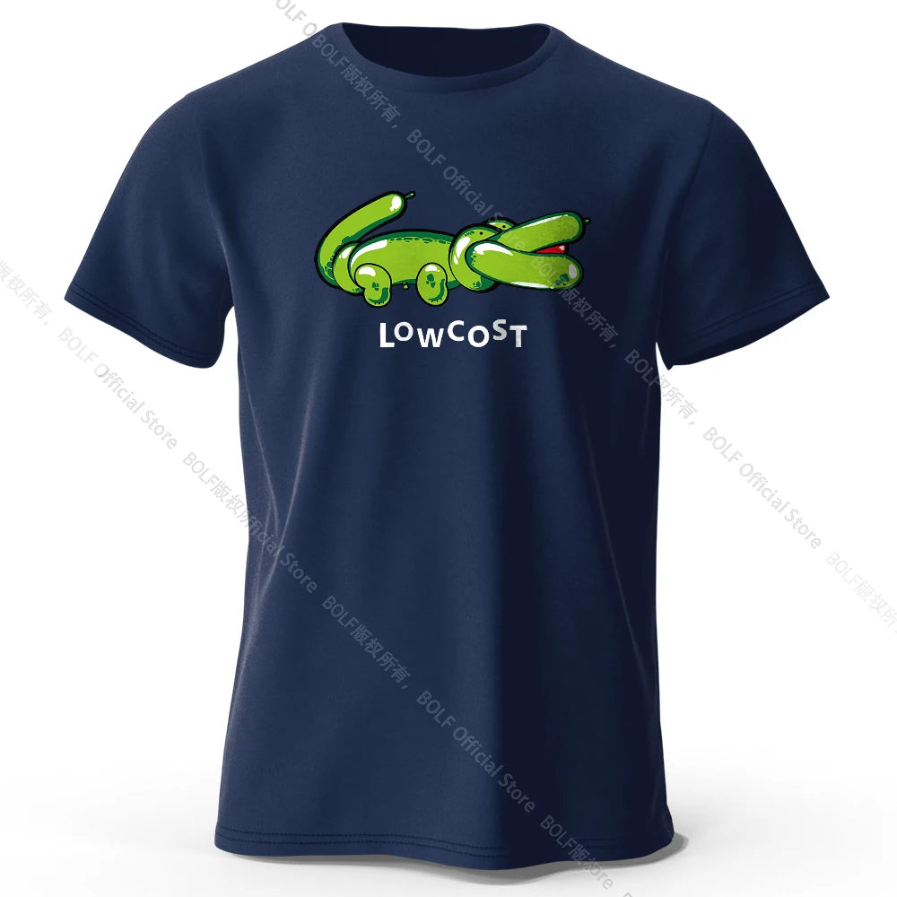 Mens Lowcost Crocodile Joke Tshirt 100 Cotton Oversized Funny Tee