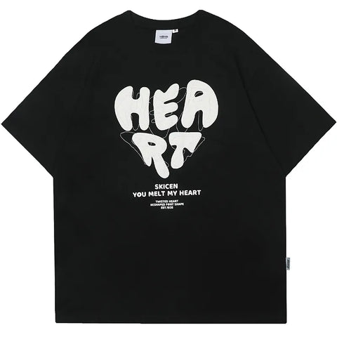 Harajuku Men T-Shirt Heart Sporty T Shirt Casual Hip Hop