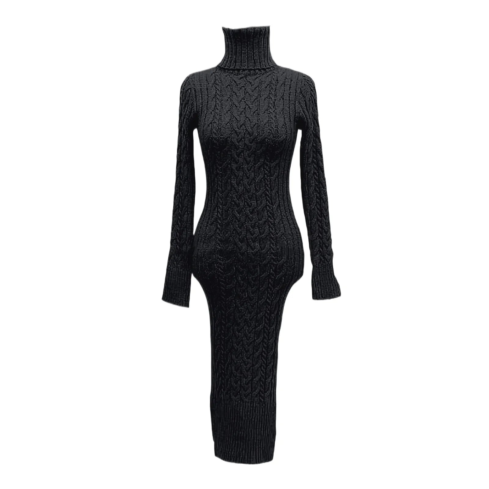 Women’s Turtleneck Knitted Bodycon Midi Dress