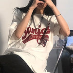 Y2K Inspired Women's Loose Fit White Tee - Harajuku Style