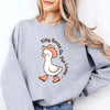 Silly Goose On The Loose Print Pullover Sweatshirt
