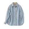 Denim Shirt Chic Lapel Button Loose Casual Top Blouses