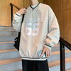 Casual Versatile V-neck Men Sweatshirt Korean Version Loose Male