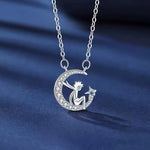 925 Sterling Silver Moon Necklace Pendant Zircon Exquisite Student Girlfriend Jewelry