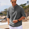 2024 Men's Casual Blouse Cotton Linen Shirt Loose Tops Long Sleeve Tee