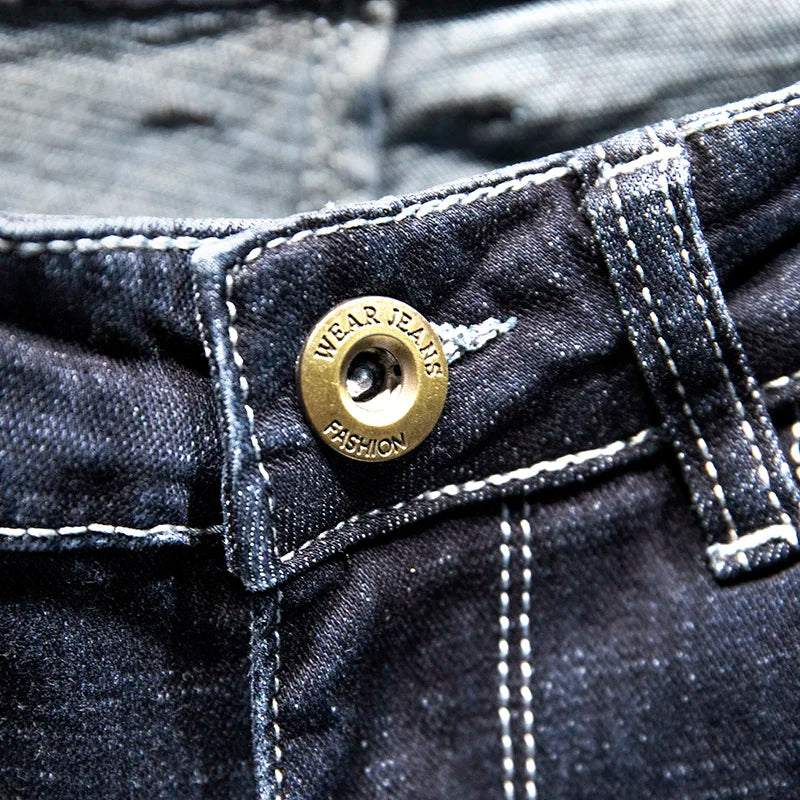Ripped Slim-fit Denim Jeans Korean Style Stretchy Versatile