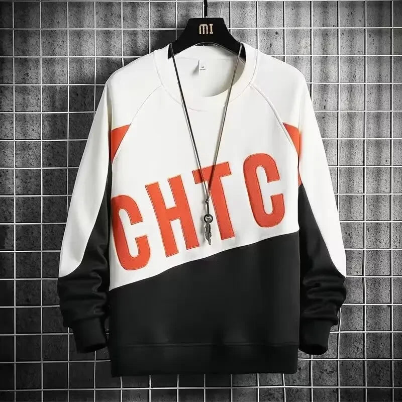 2024 Men's Autumn Winter Fleece-lined Sweatshirt Casual Style Round