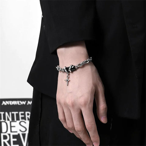 Retro Black Zircon Star Bracelet Trend Titanium Steel Jewelry New Couple Accessories