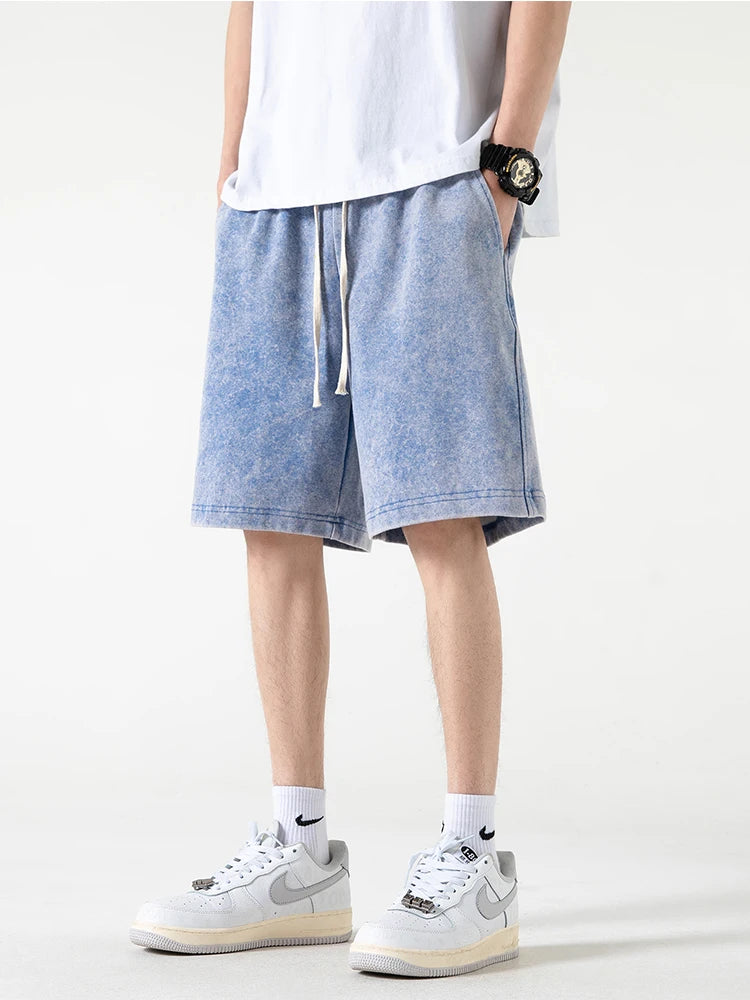 2024 Distressed Summer Shorts Heavy Cotton Drawstring Harajuku
