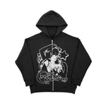 Anime Hoodie Print Zipper Hoodie Gothic Long Sleeve K Pop Clothes Punk Sweatshirt Y2k Zip Up