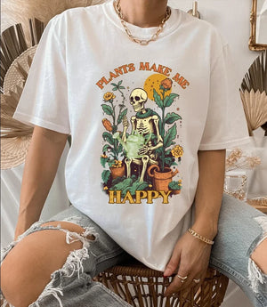 Plant Skull Graphic Women Vintage Boho T-shirt