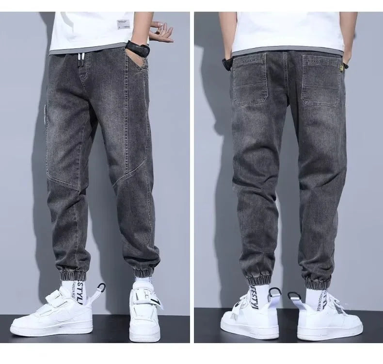 Jeans Waterwashed Retro Patchwork Bottom Freizeithose Trendy 
