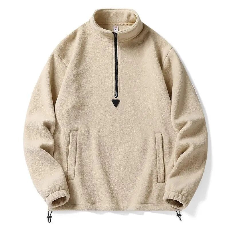 Collar Hoodie Top 2023 Spring Solid Color Zippered Jacket Warmth Pillover Haikyuu Streetwear