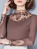 Chic Hollow Out Lace Blouse for Women Sprin and Autumn Fashion