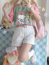 Y2k Harajuku Patchwork T Shirts Jaanese Fashion Kawaii Sweet Streetwear Summer 2024